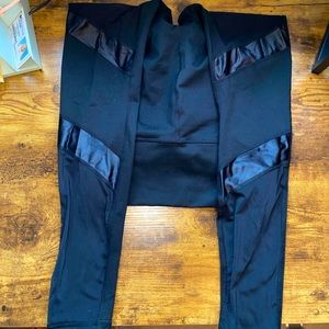 Fabletics full length mesh & pleather leggings